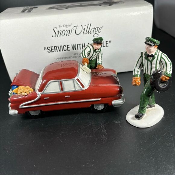 DEPT 56 #54865 "SERVICE WITH A SMILE" (SET OF 2)  RETIRED Gas Attendant BOX‎ - Picture 1 of 6